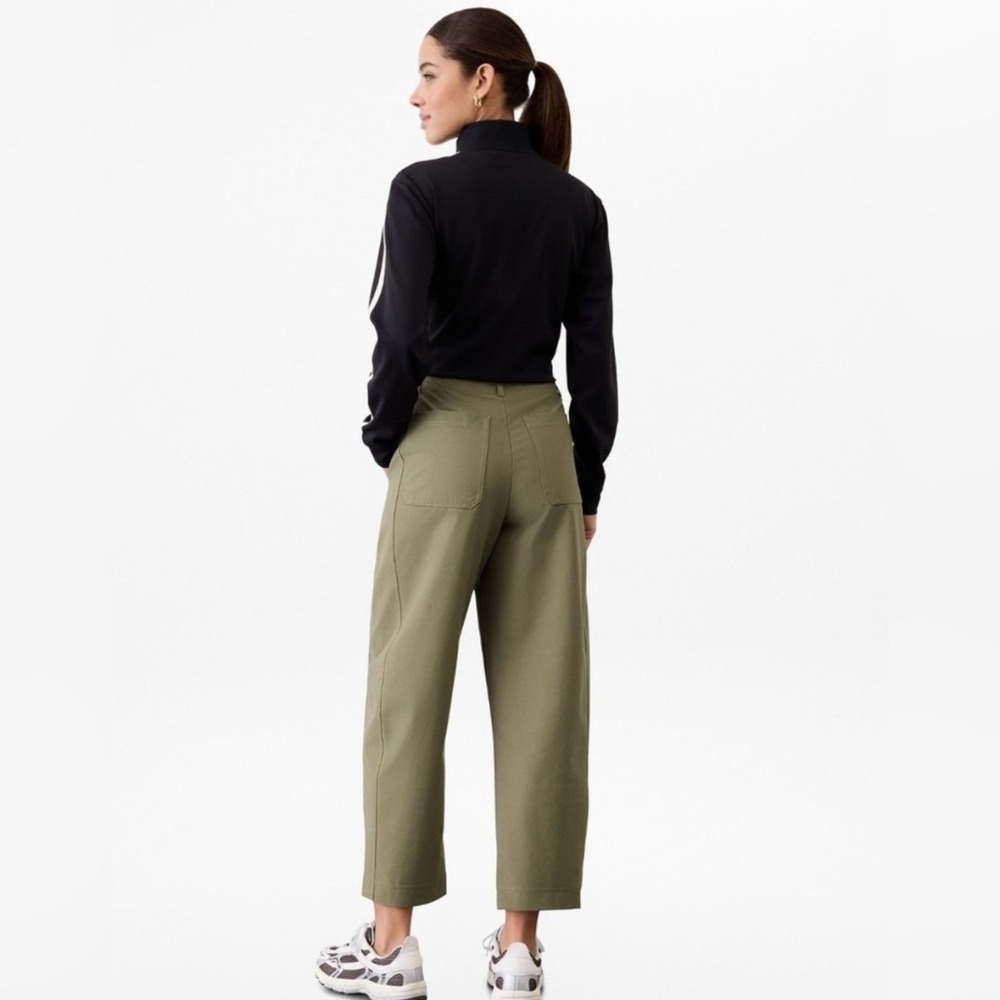Athleta Skyline High Rise Barrel Leg Pant 12 Olive Branch Green - Picture 2 of 13